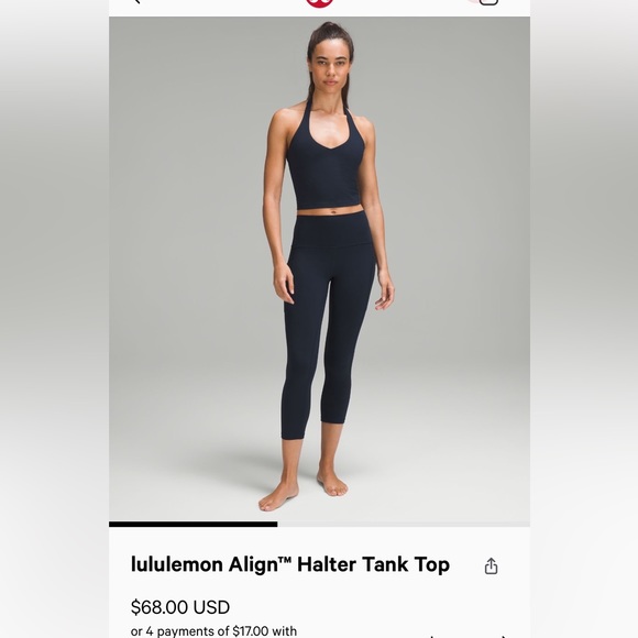 lululemon athletica Tops - Brand new w tags lululemon Align™ Halter Tank Top in true navy size 8